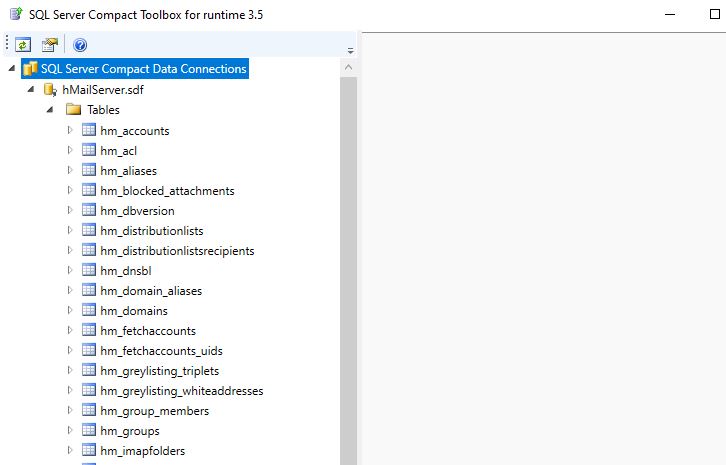 Hmail SQL Compact database objects